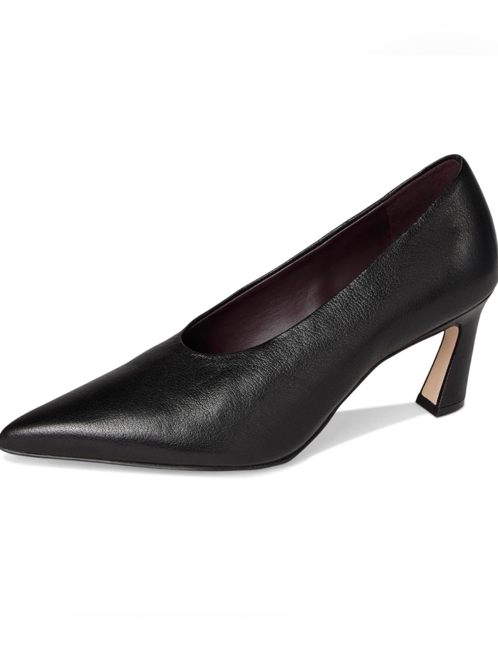 Naturalizer 27 EDIT Emery Black Pointed Leather Mid-Heel Pumps